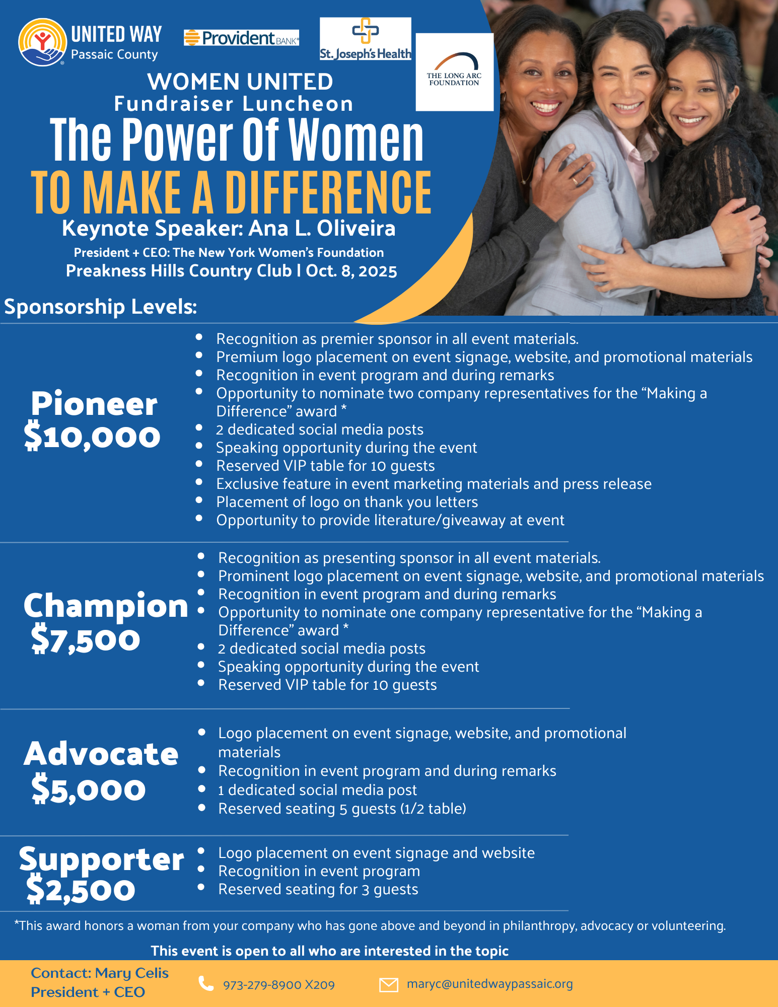 women united sponsorship packages
