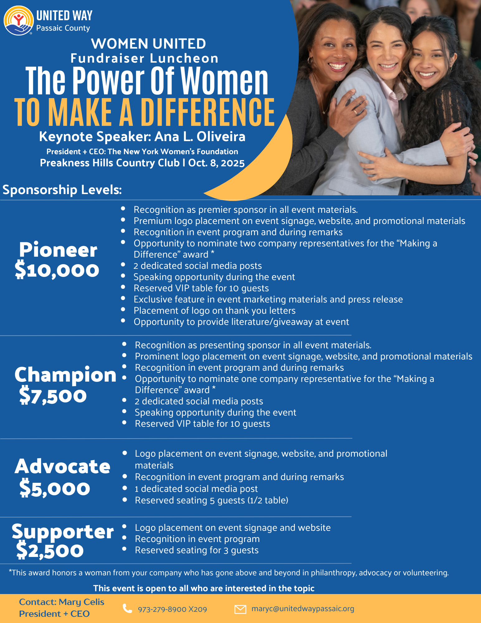 sponsorship levels for women united