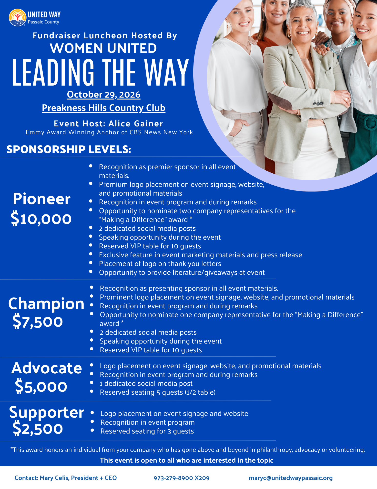 2026 women united sponsorship packages