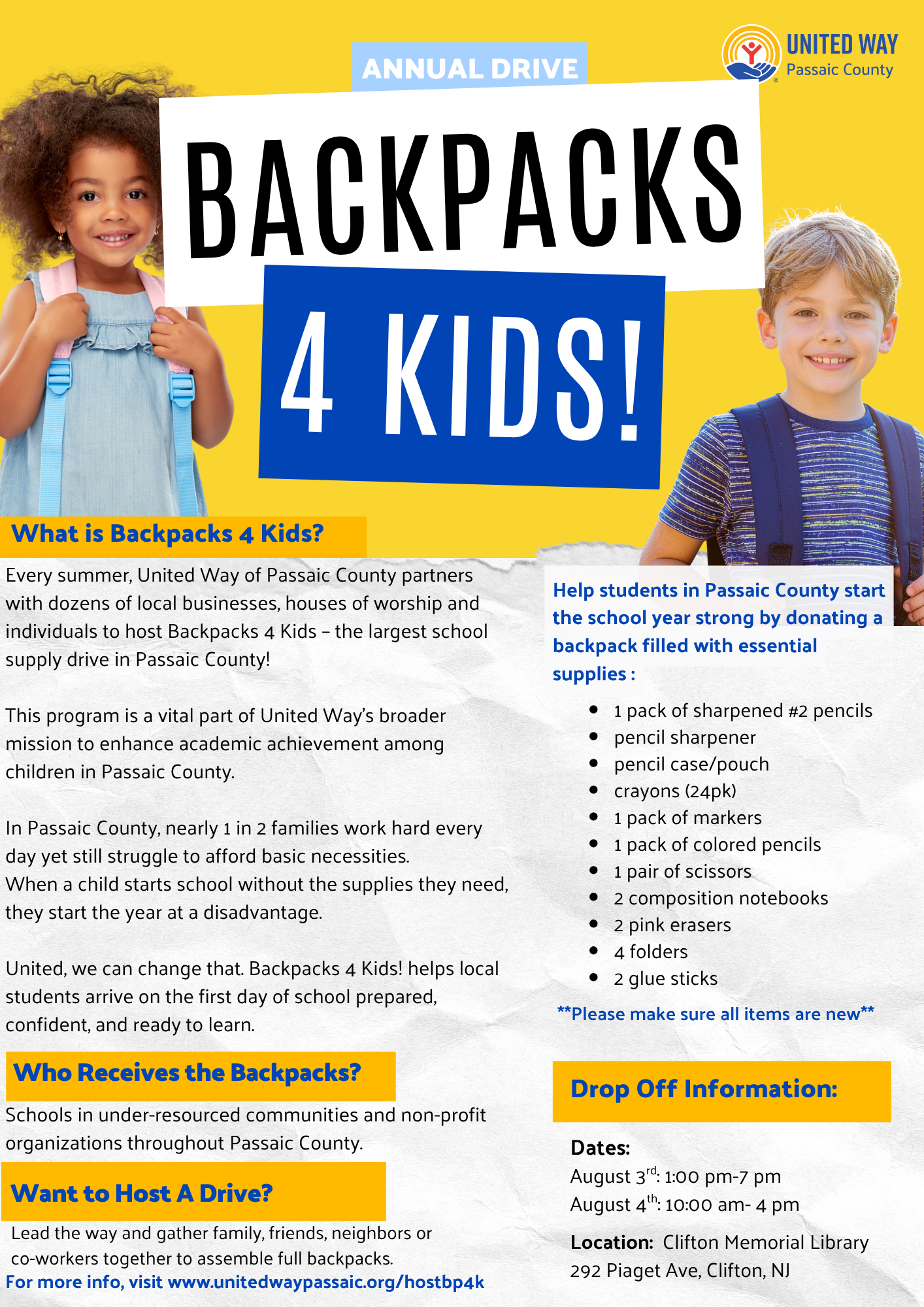 backpacks drive 2026 passaic county